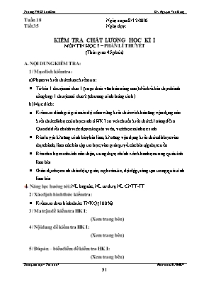 Kế hoạch dạy học Tin học 7 - Tiết 35 Kiểm tra học kì I - Năm học 2016-2017 - Nguyễn Văn Dũng